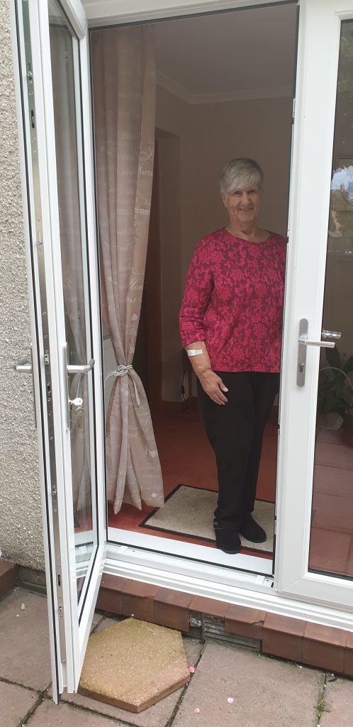 Customer with their new back door.